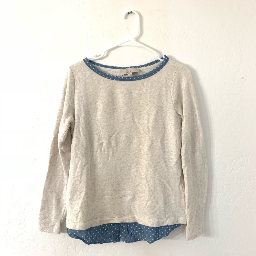 LOFT Layered Chambray Ivory Sweatshirt